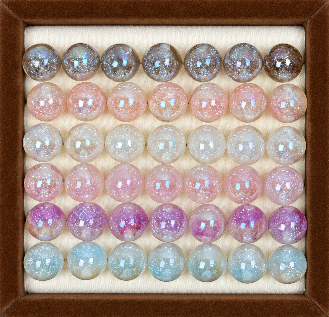 16mm sparkle Floral Ball Resin Beads