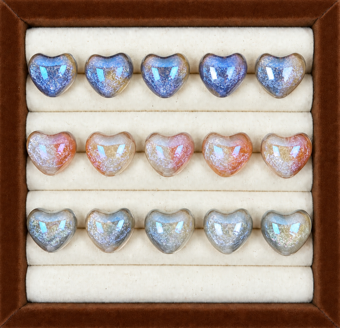 21mm Oil Painting Heart Resin Beads