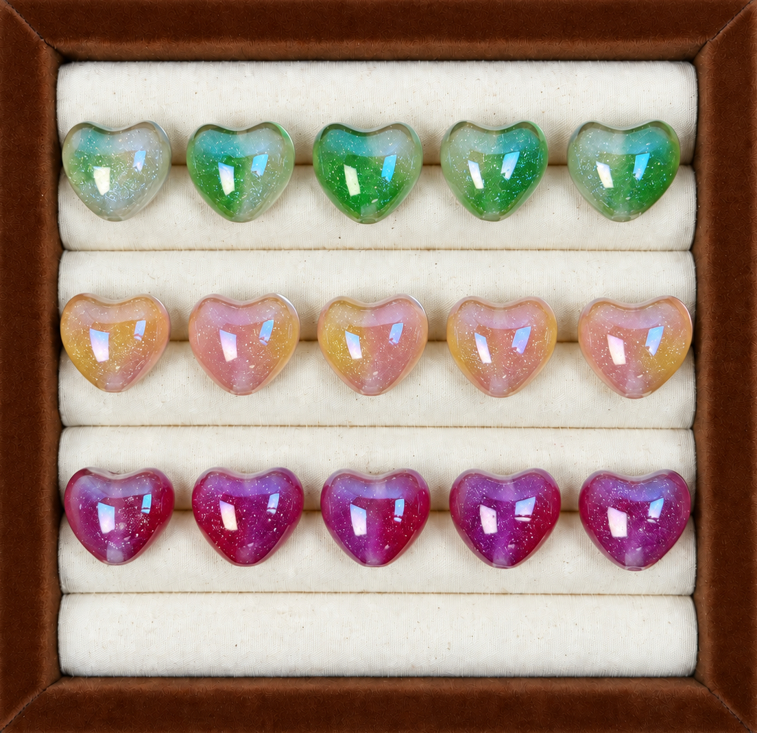 21mm sparkle heart Resin Beads