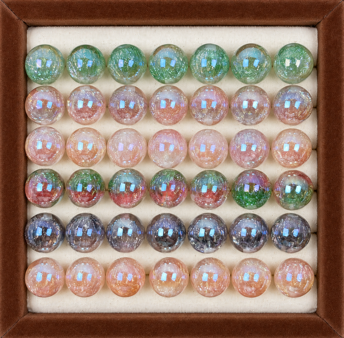 16mm Fine-Glitter Resin Beads