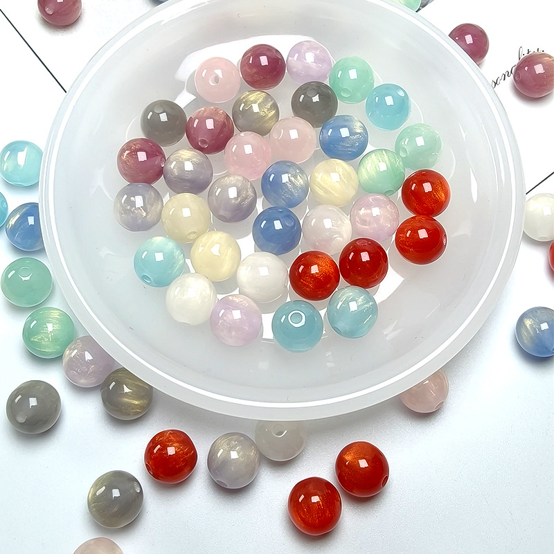 Pearlescent Starlight Marbled Round Resin Beads