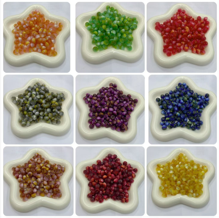 Jade-Flower Gold Apple-Shaped Resin Beads