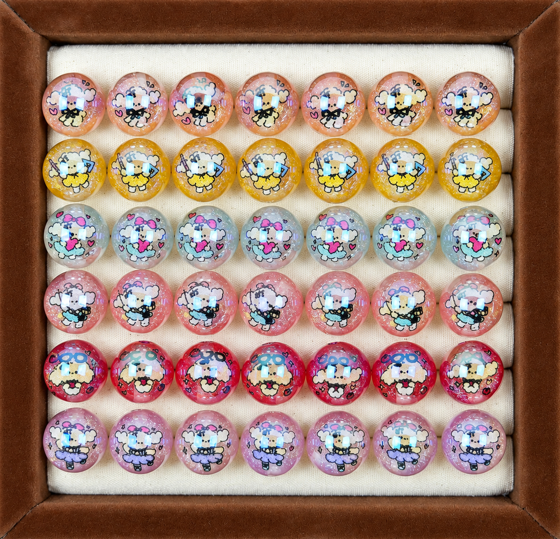 16mm Anime Puppy Resin Beads