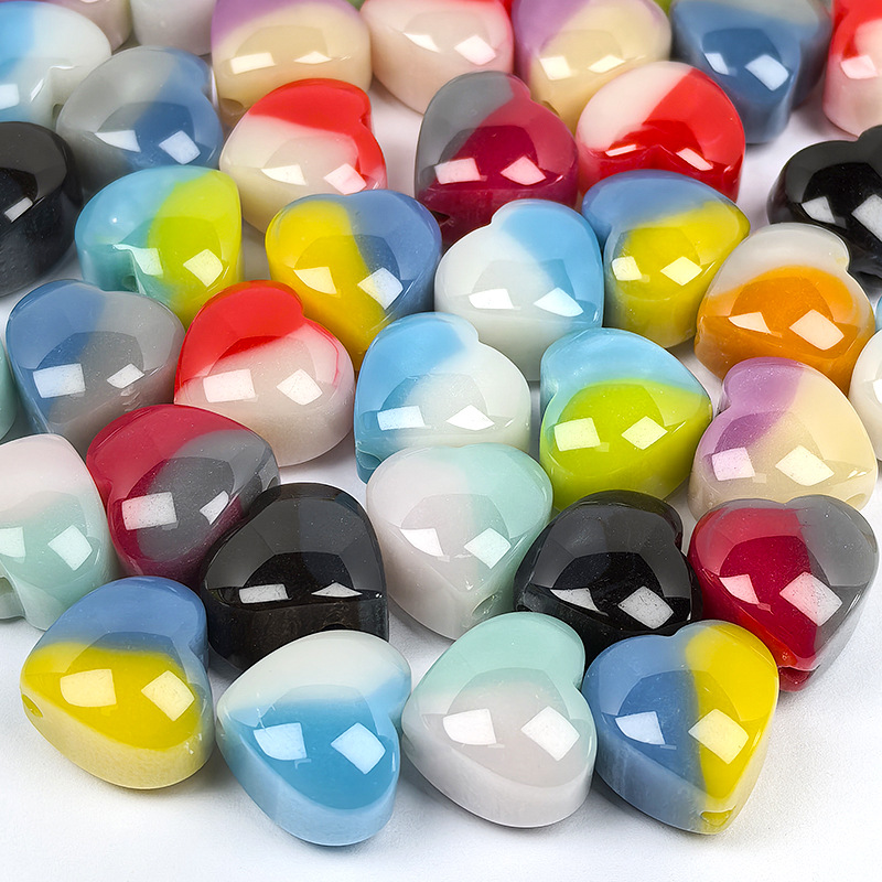 Two-Tone Heart-Shaped Resin Beads