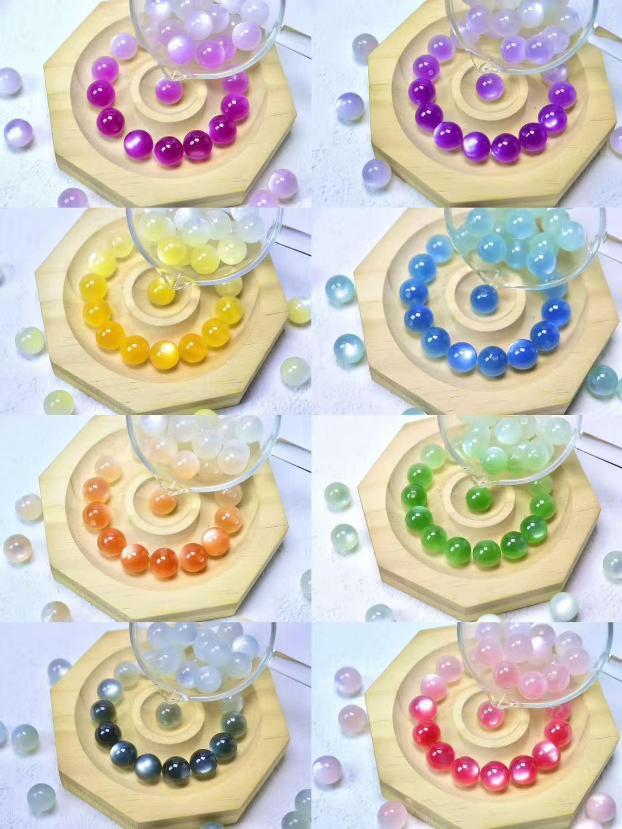 Rainbow Color-Changing Cat-Eye Resin Beads