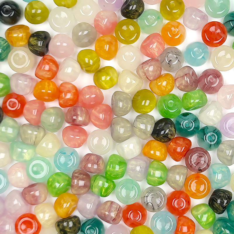 Cat-Eye Flowing-Sand Apple-Shaped Resin Beads