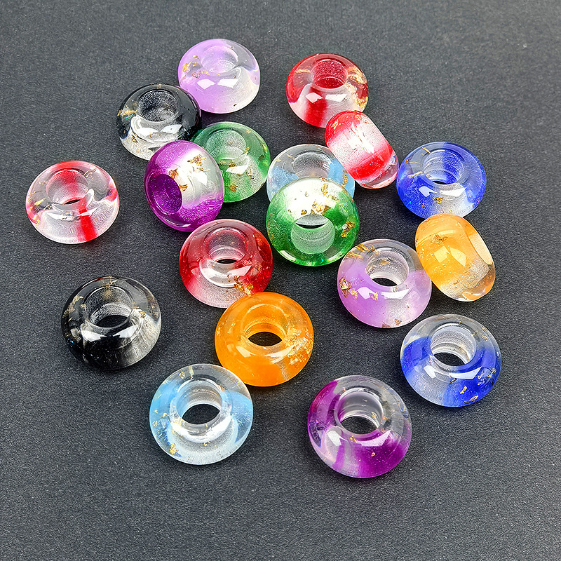Gold-Foil Transparent Abacus-Shaped Resin Beads