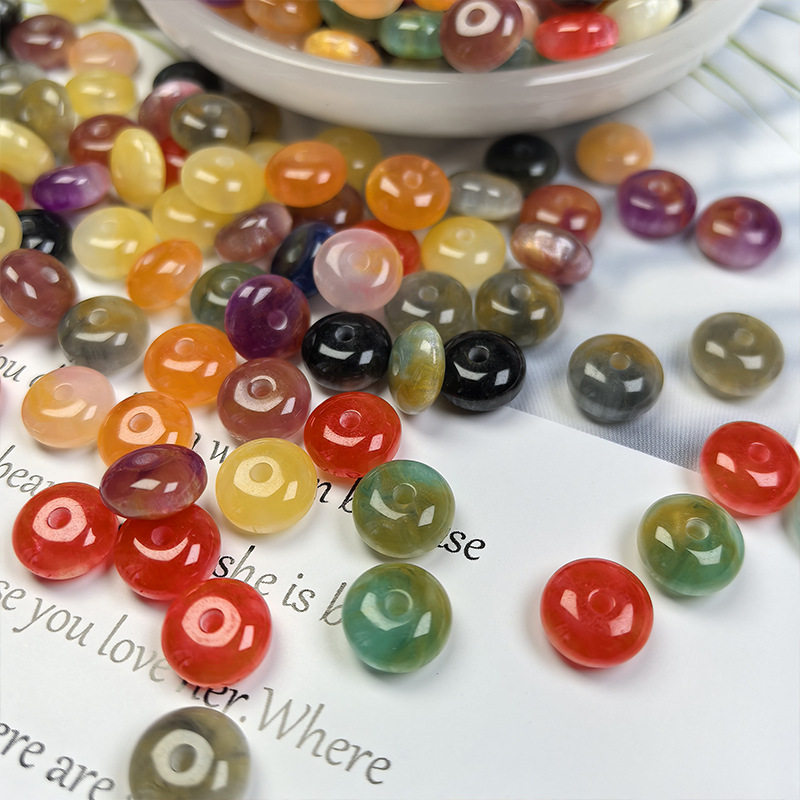 Jelly-Color Abacus-Shaped Resin Beads
