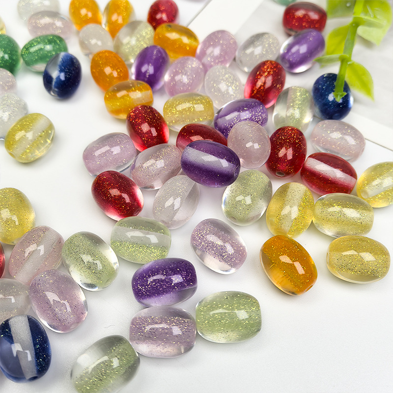 Transparent Candy-Core Barrel-Shaped Resin Beads