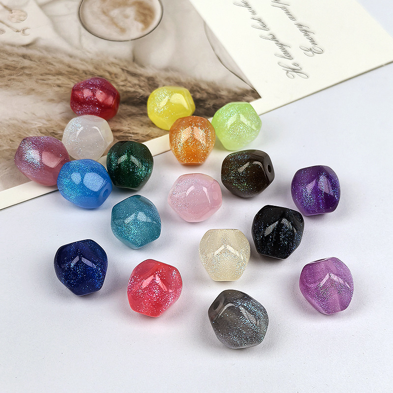 Starlight Iridescent Mermaid-Effect Faceted Octagonal Resin Beads