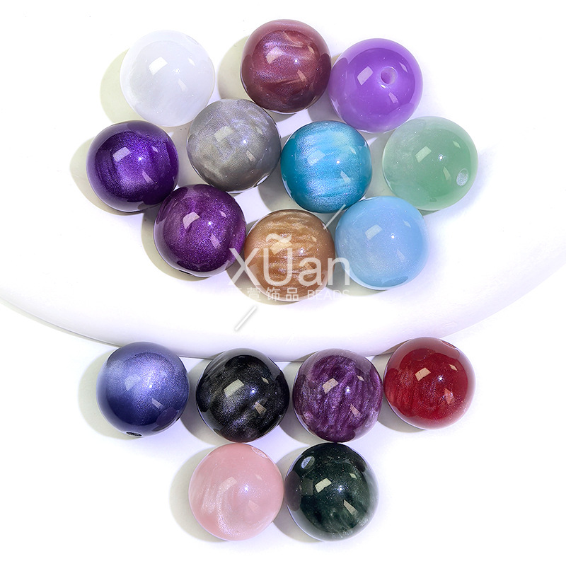 Oil-Paint Marbled Iridescent Resin Beads