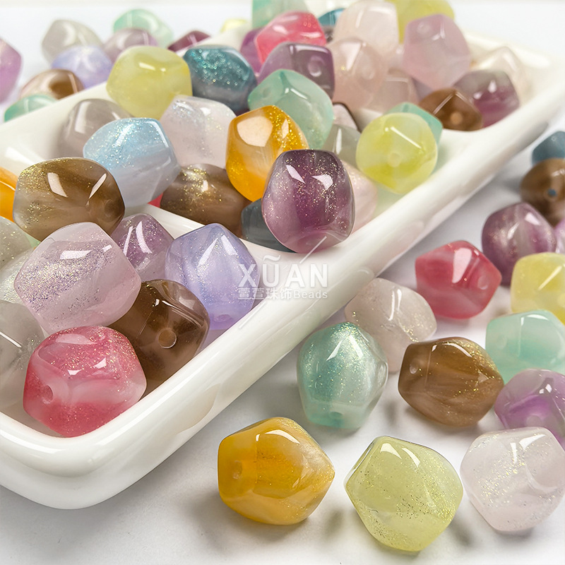 Color-Changing Fine-Glitter Starlight Diamond-Shaped Resin Beads