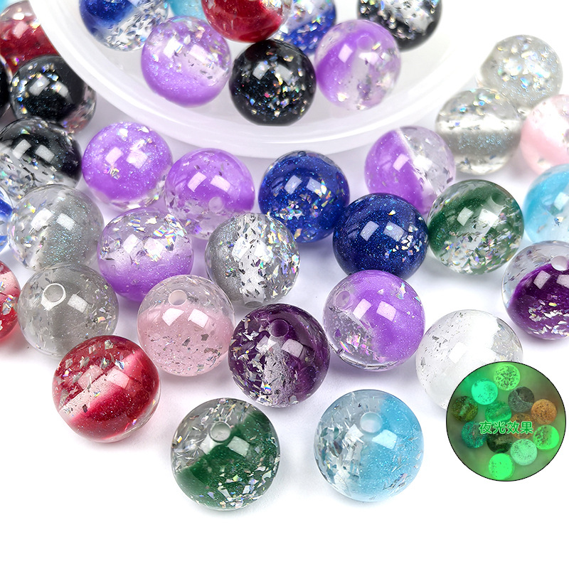 Glow-in-the-Dark Fine-Glitter Sequin Resin Beads