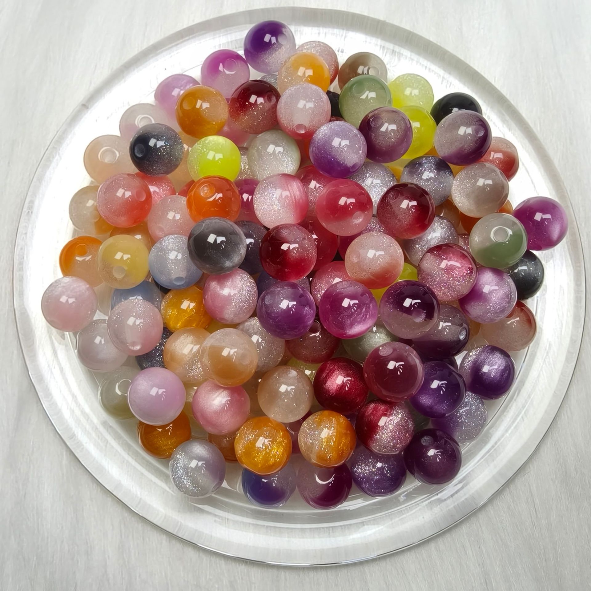 Color-Changing Glow-in-the-Dark Fine-Glitter Gradient Resin Beads